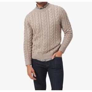 NEW MIZZEN + MAIN redford cable knit sweater in vintage khaki